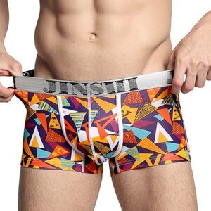 NWT Men's JINSHI Soft Vibrant Colorful Geometric Print Boxer Briefs